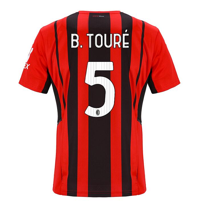 2021/22 AC Milan Home Kit Soccer Jersey with B. TOURÉ 5 printing